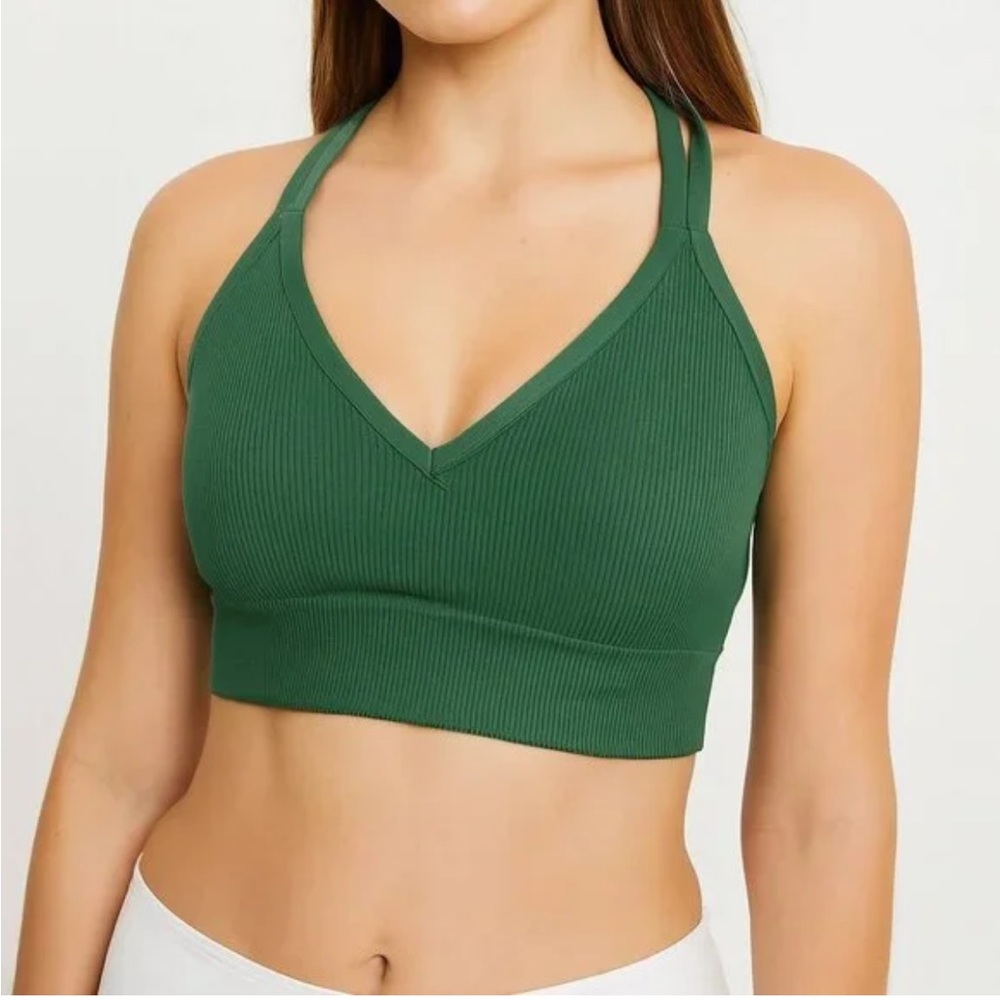 Aerie Ribbed Wireless sports bra - Forest Green